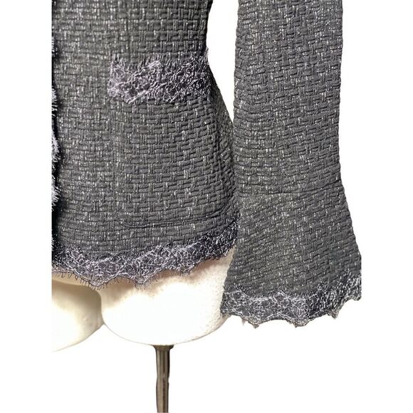 Rickie Freeman Teri Jon Black Dressy Sparkly Lace Blazer Jacket Size 4 - Picture 3 of 7